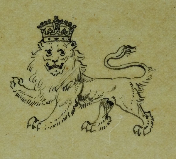 Crowned Lion, pen, Glasgow University Library R185