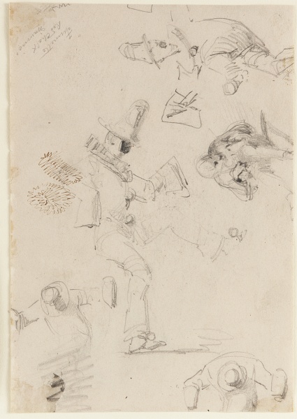 'Dancing Clowns', pencil, ca 1858, Freer Gallery of Art