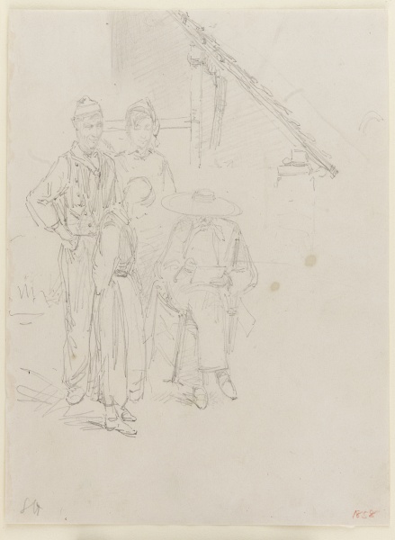 An artist sketching, pencil, 1858, Freer Gallery of Art