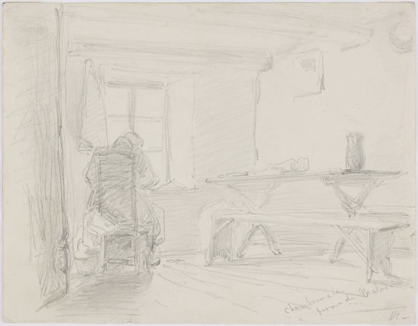 Chambre Ã  la ferme de Maladrie, pencil, 1858, Freer Gallery of Art