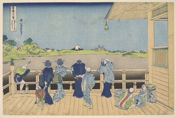 Hokusai,Turban-shell Hall of the Five-Hundred-Raka Temple, 1830-1835, woodcut, Freer Gallery of Art