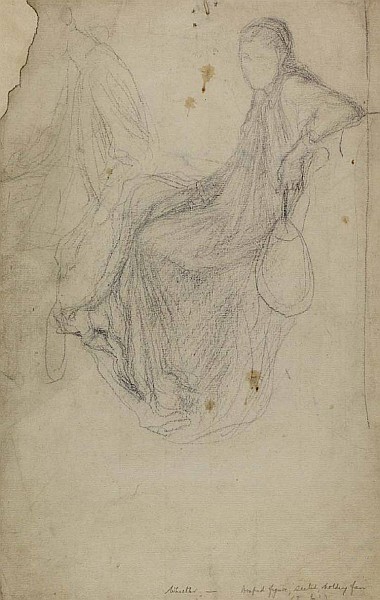 Draped figure seated, holding a fan, crayon, 1865/1868, The Hunterian, University of Glasgow (46014) Draped figure seated, holding a fan, crayon, 1865/1868, The Hunterian, University of Glasgow (46014)